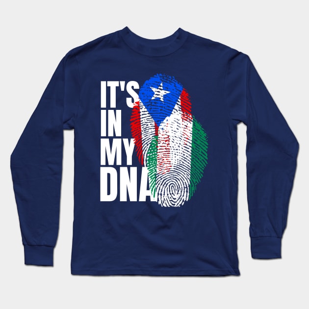 Puerto Rican And Nigerian Mix DNA Heritage Flag Gift Long Sleeve T-Shirt by Just Rep It!!